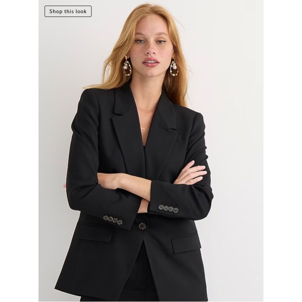NWT J. Crew Black Wool Jacket Blazer 2 Button Women's Sz 0